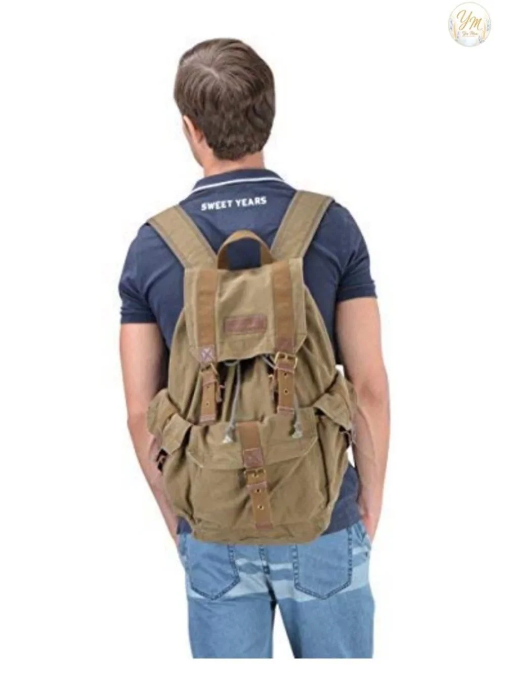 Thick Canvas Backpack 17 Inch Laptop Casual Daypack Rucksack